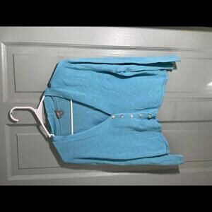 J. Jill Aqua Blue Lightweight Linen Blend Summer Cardigan Size Large Petite